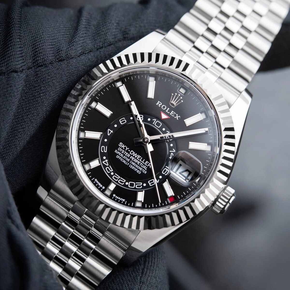 Superclone Rolex Sky-Dweller 42 mm Bright black Dial 336934 Jubilee - gallery