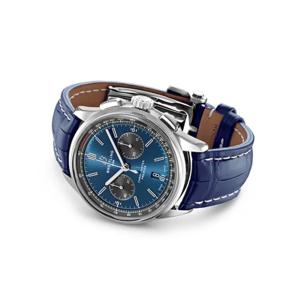 Breitling Premier Men Automatic Blue Crocodile Watch AB0118A61C1P1 - gallery